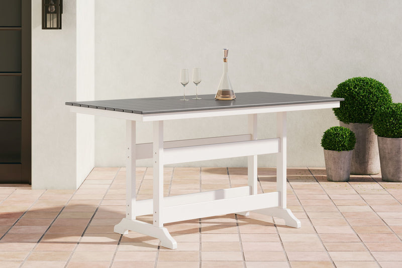 Transville - RECT COUNTER TABLE W/Umb OPT - Gray / White