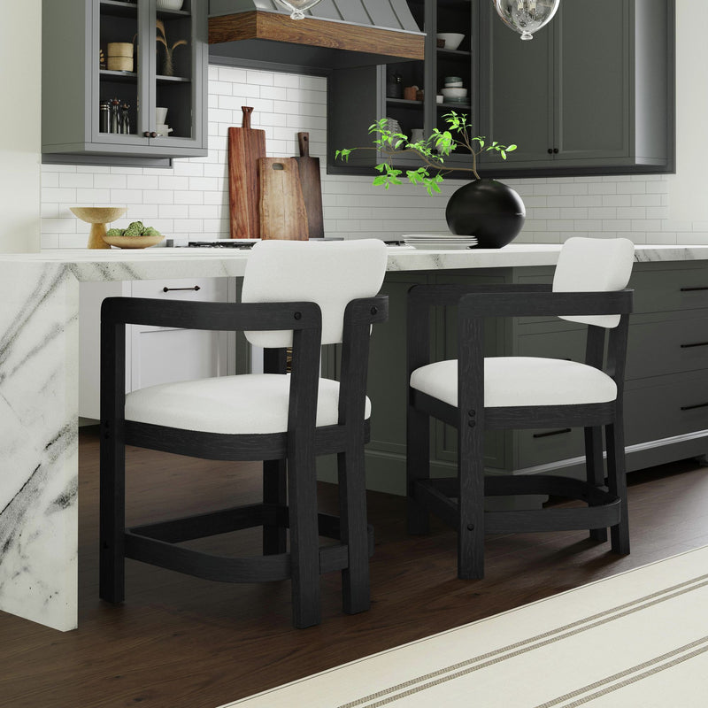 Portland - Arm Counter Stool (Set of 2) - Black / White