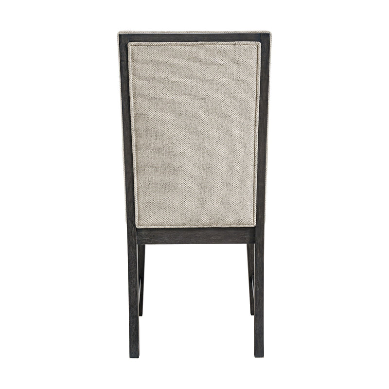 Axel - 5 Piece Standard Height Dining Set (Round Table And Four Fabric Chairs) - Espresso / Light Gray