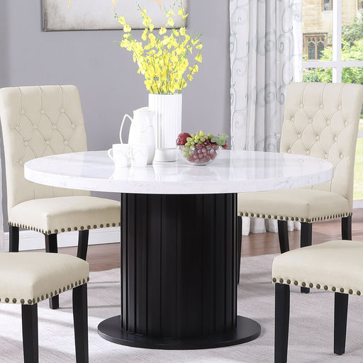 Sherry Round Dining Table Rustic Espresso and White image