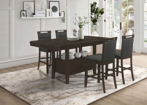 Prentiss 5-piece Rectangular Counter Height Dining Set with Butterfly Leaf Cappuccino image