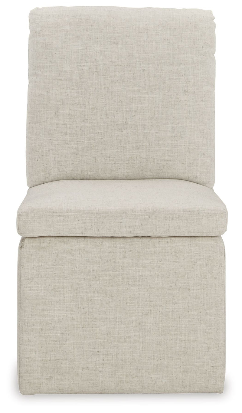 Krystanza - 9 Pc. - Dining Room Table, 8 Oatmeal Side Chairs - Weathered Gray