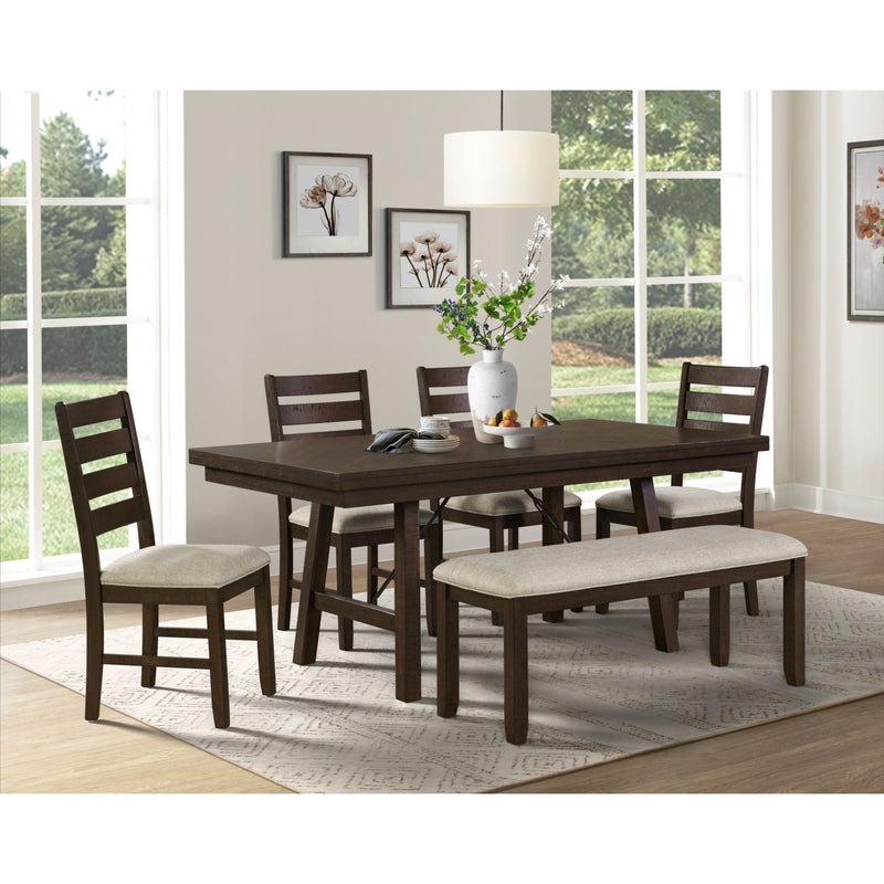 Jax - 6 Piece Dining Set (72" Table, Four Chairs And Bench) - Cherry