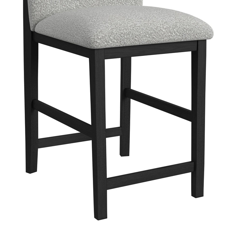 Portland - Round Back Barstool With Fabric (Set of 2) - Gray / Black