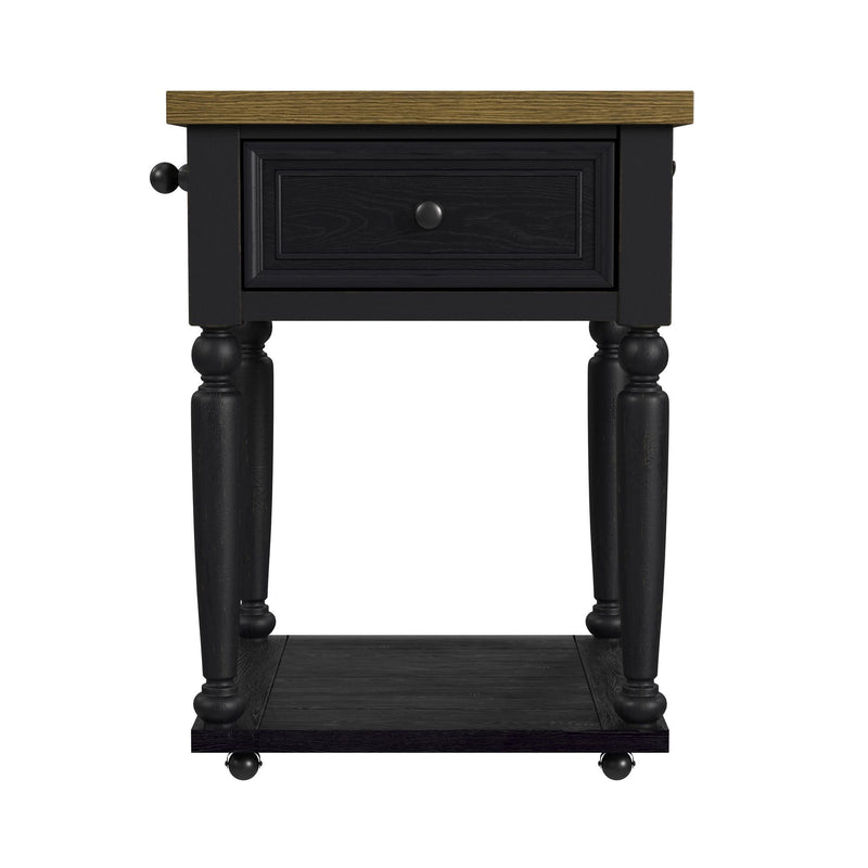 Heritage - Chopping Block Island With Casters - Oak Brown And Black