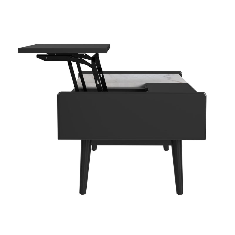 Lanette - Coffee Table With White Marble And Lift-Top - Black