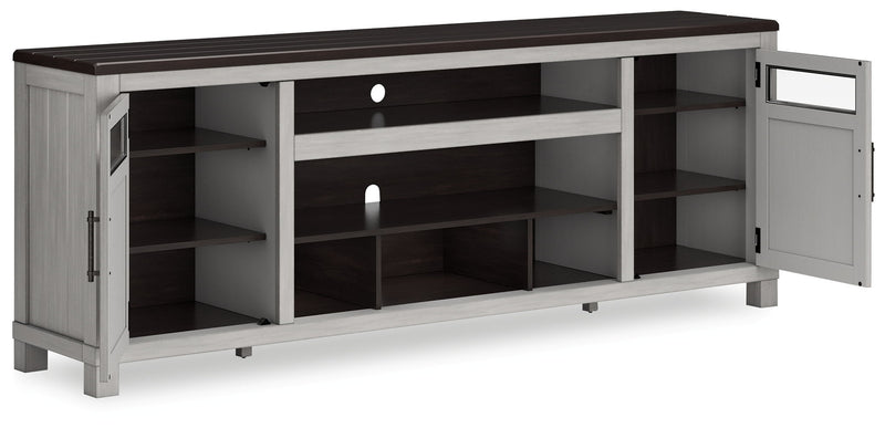 Darborn - XL TV Stand With Fireplace Option - Gray / Brown