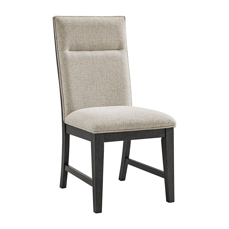 Axel - 5 Piece Standard Height Dining Set (Round Table And Four Fabric Chairs) - Espresso / Light Gray