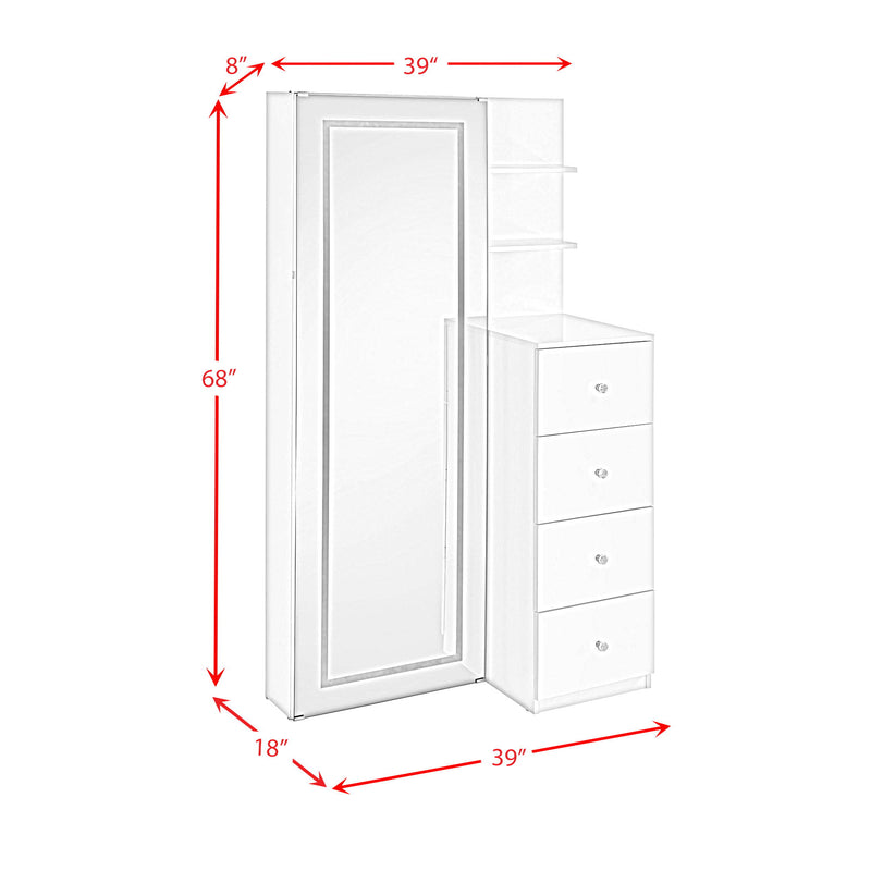Vancouver - Floor Mirror With Storage - White