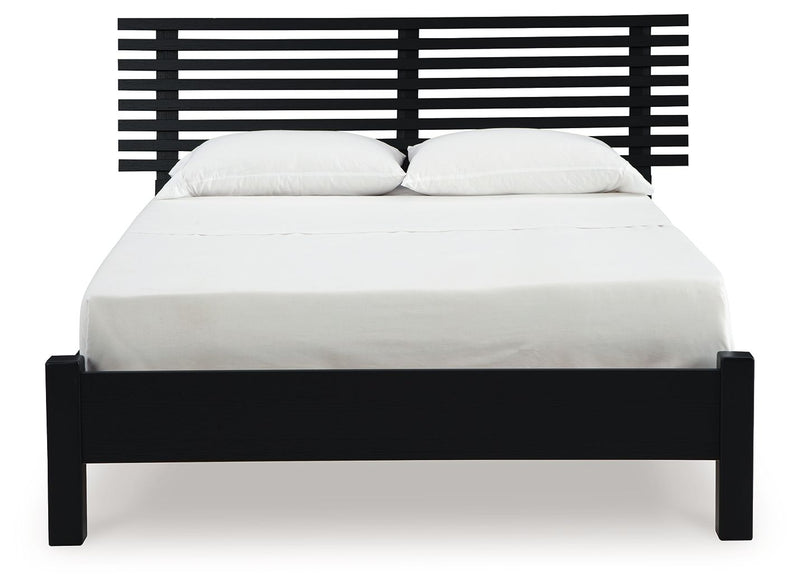 Danziar - Full Slat Panel Bed With Low Footboard - Black