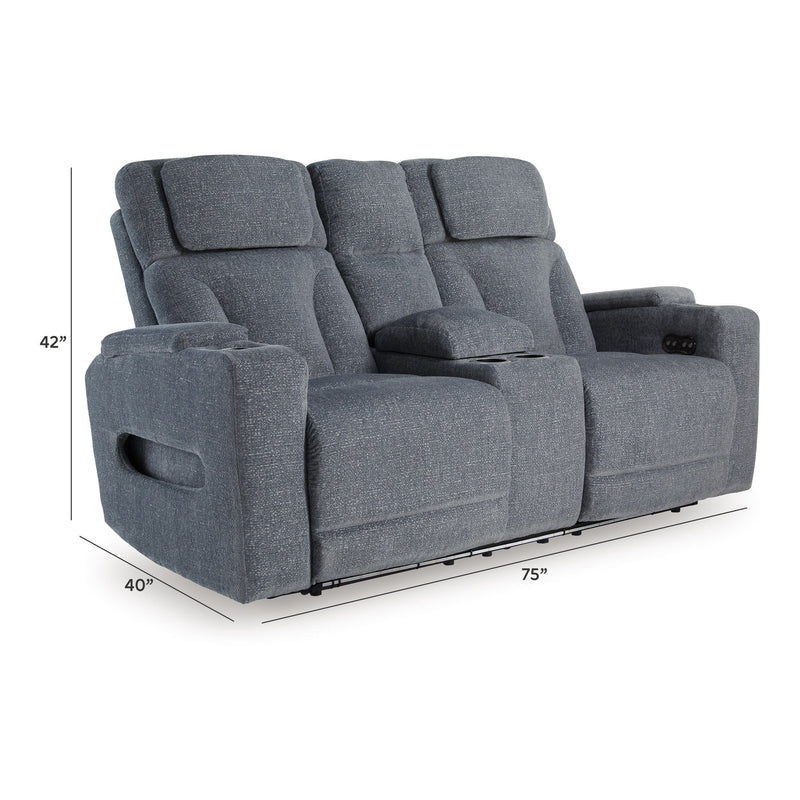 Studio Cave - Power Reclining Loveseat with Console - Steel