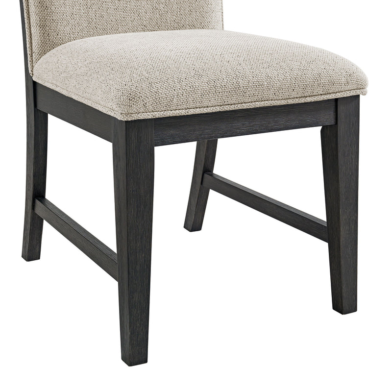 Axel - 5 Piece Standard Height Dining Set (Round Table And Four Fabric Chairs) - Espresso / Light Gray