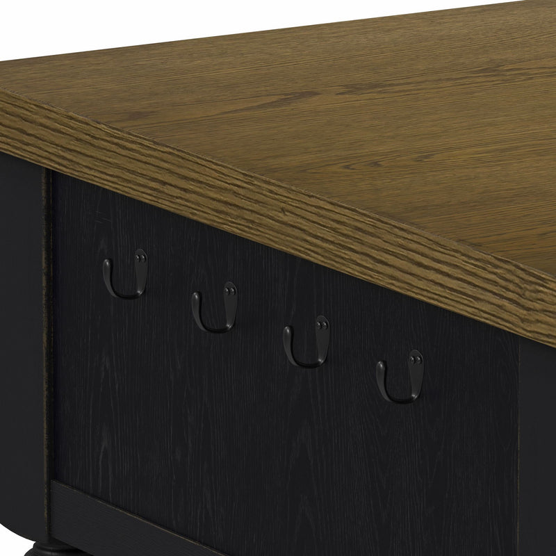 Heritage - Chopping Block Island With Casters - Oak Brown And Black