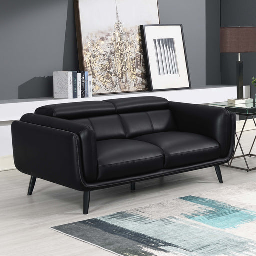 Shania Track Arms Loveseat with Tapered Legs Black image