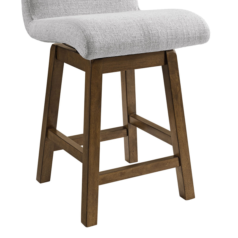 Carmela - Swivel Counter Chair (Set of 2) - Brown / Light Gray Linen