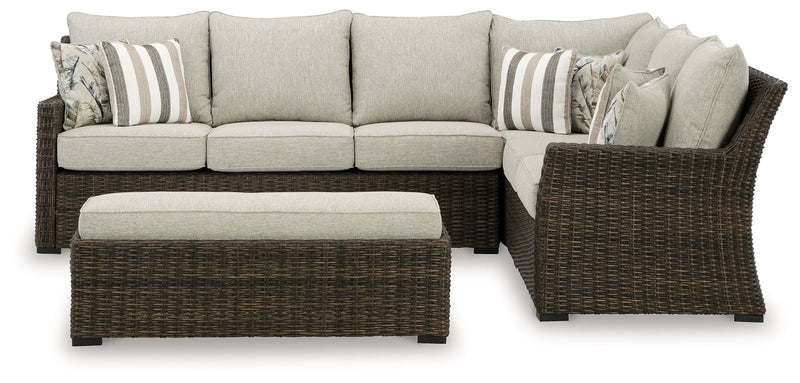 Brook Ranch - Sofa Sectional, Bench With Cushion (Set of 3) - Brown
