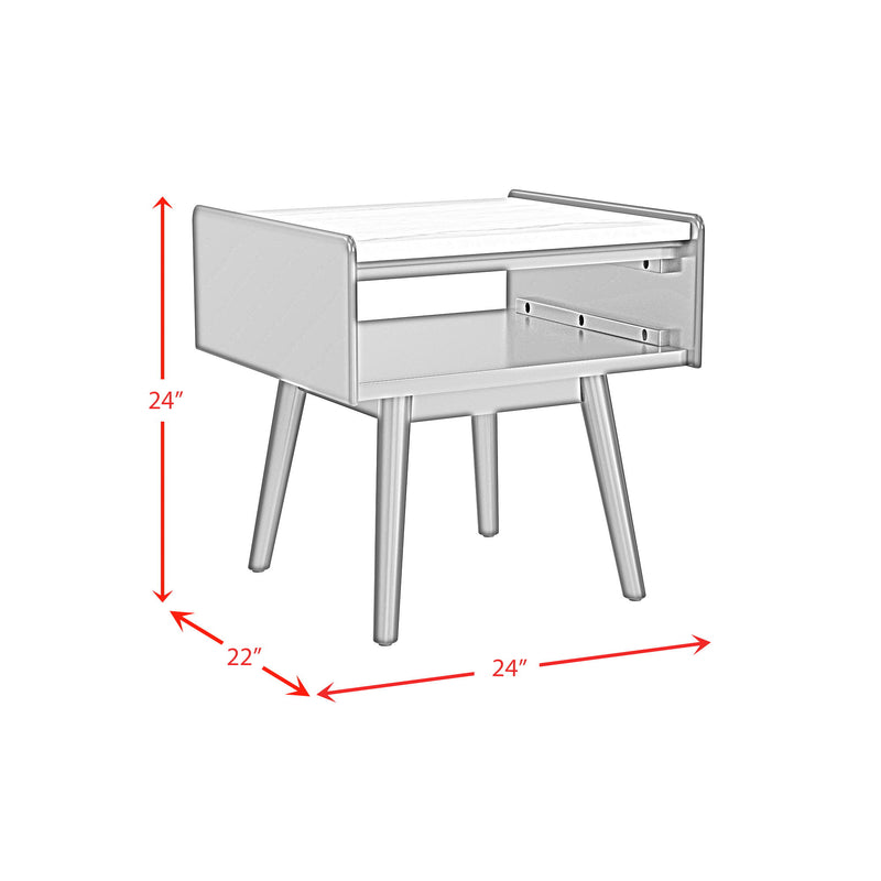 Lanette - End Table With White Marble Top - Black