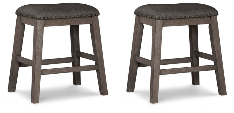 Caitbrook - Upholstered Stool (Set of 2) - Gray