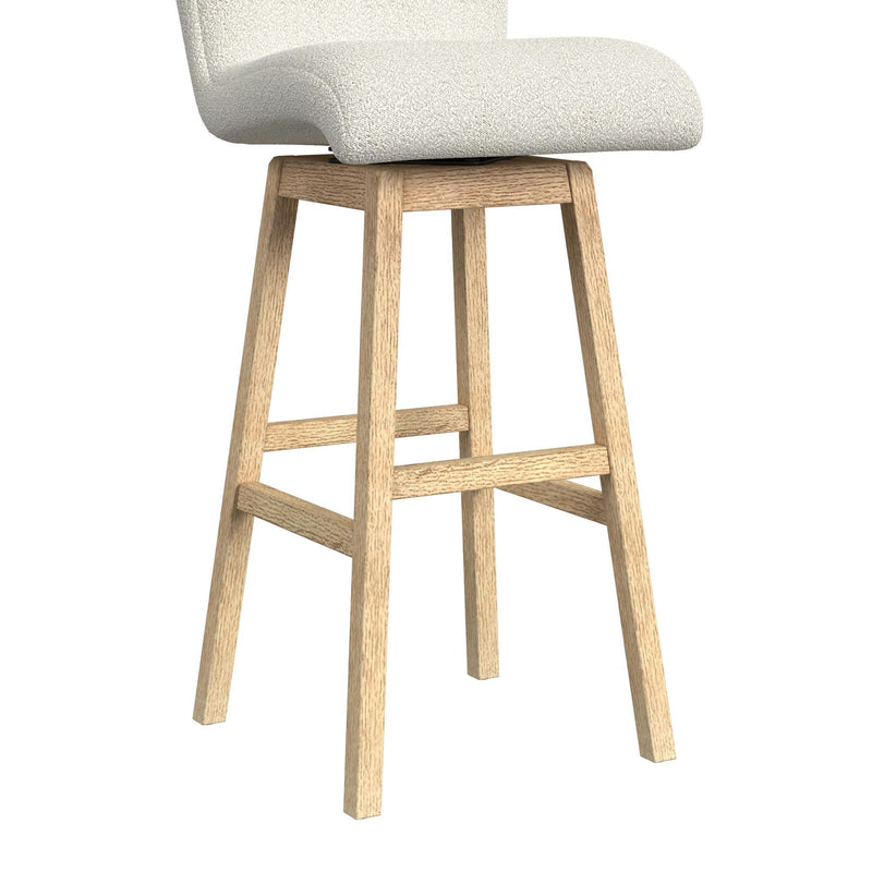 Cambrie - Upholstered Swivel Bar Stool With Boucle (Set of 2) - Beige / Natural