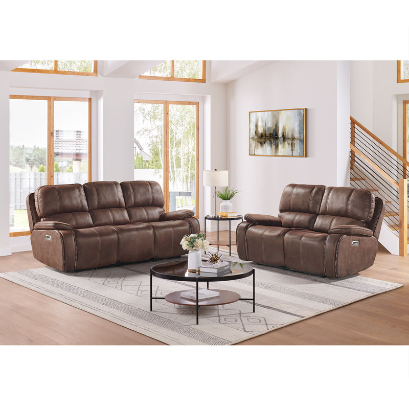 Atlantis - Power Motion Sofa With Power Motion Head Recliner - Heritage Brown