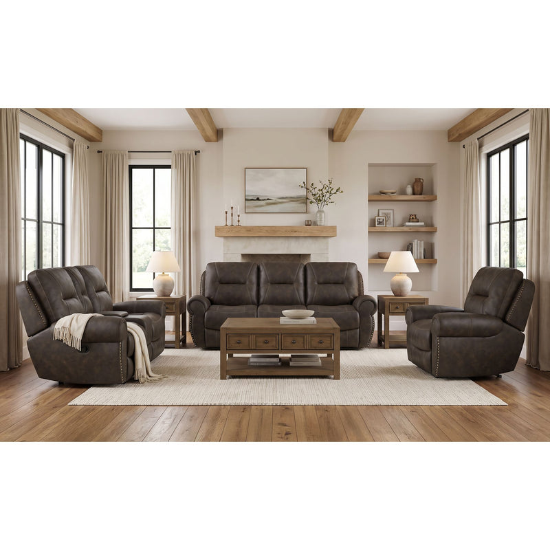 Topeka - Loveseat With Console, Hidden Cups - Rocky Brown