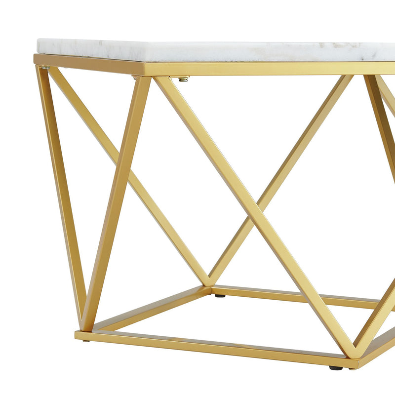 Riko - Rectangular Coffee Table With Metal Leg - Gold
