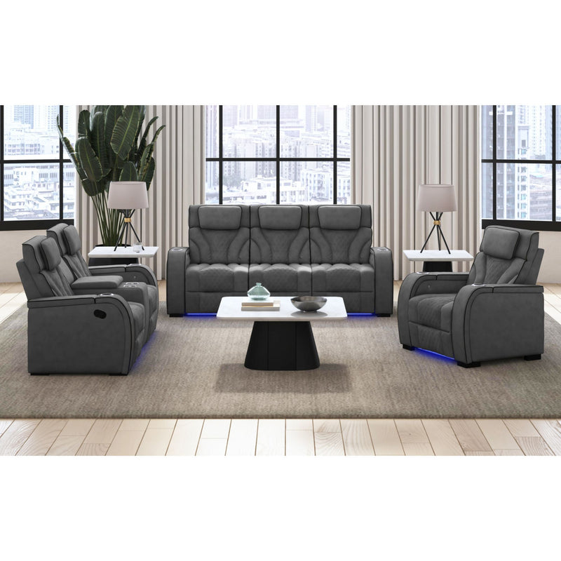 Blitz - Motion Loveseat With Console, And LED