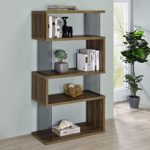 Emelle 4-shelf Bookcase with Glass Panels image