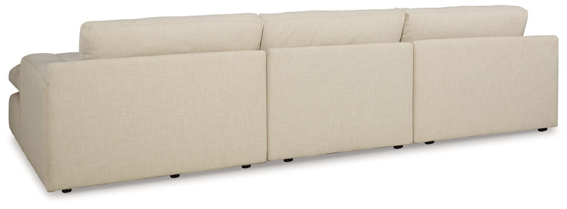 Elyza - 4 Pc. - Right Arm Facing Corner Chaise 3 Pc Sectional, Ottoman - Linen