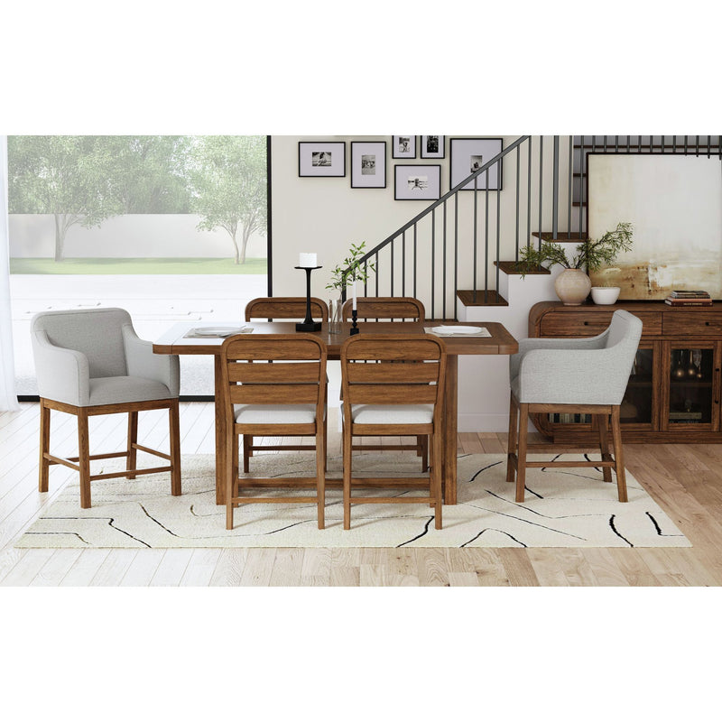 Glinda - Fabric Counter Chair (Set of 2) - Brown / Light Gray