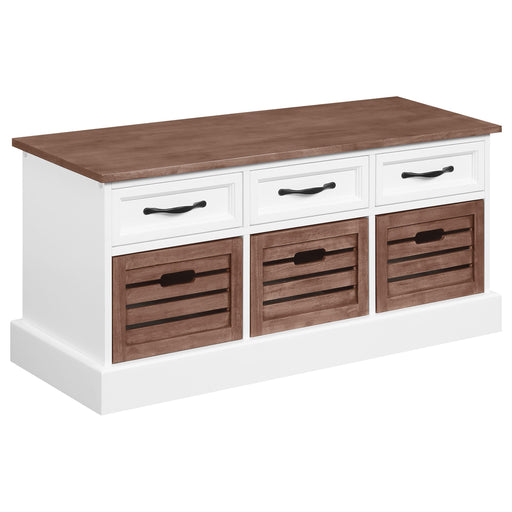 Alma 3-drawer Storage Bench Weathered Brown and White image