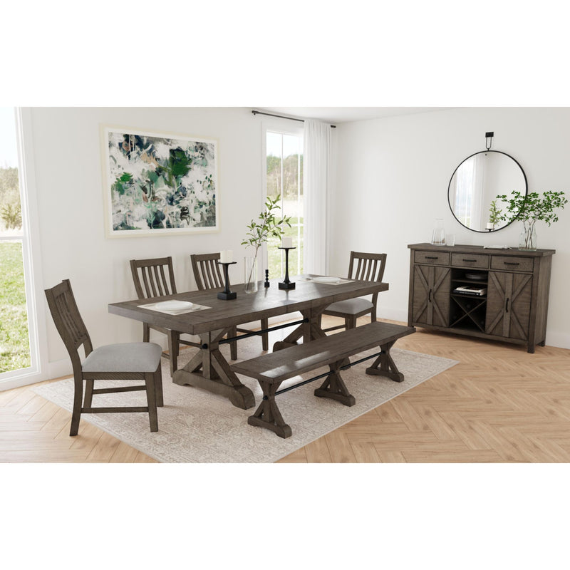 Yellowstone - Dining Bench With Metal Bar Cross - Medium Brown
