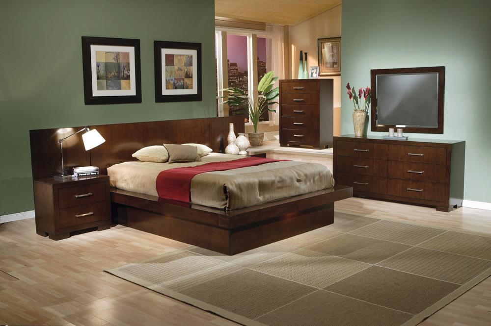 Jessica California King Platform Bed with Rail Seating Cappuccino