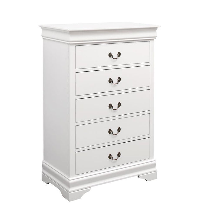 Louis Philippe White Five Drawer Chest