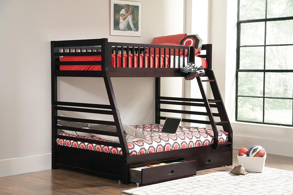 Ashton Twin Over Full 2-drawer Bunk Bed Cappuccino