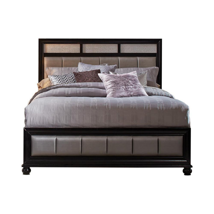 Barzini Eastern King Upholstered Bed Black and Grey