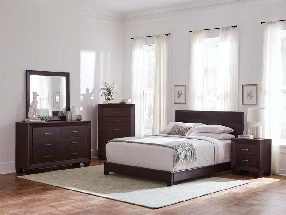 Dorian Brown Faux Leather Upholstered King Bed