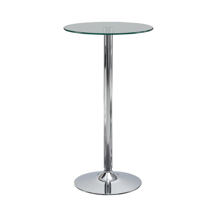 Abiline Glass Top Round Bar Table Chrome