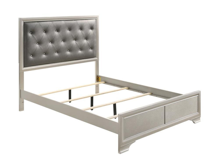 Salford Eastern King Panel Bed Metallic Sterling and Charcoal Grey