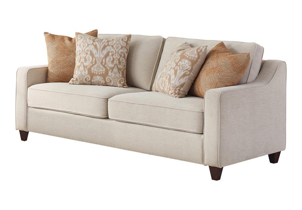 Christine Upholstered Cushion Back Sofa Beige