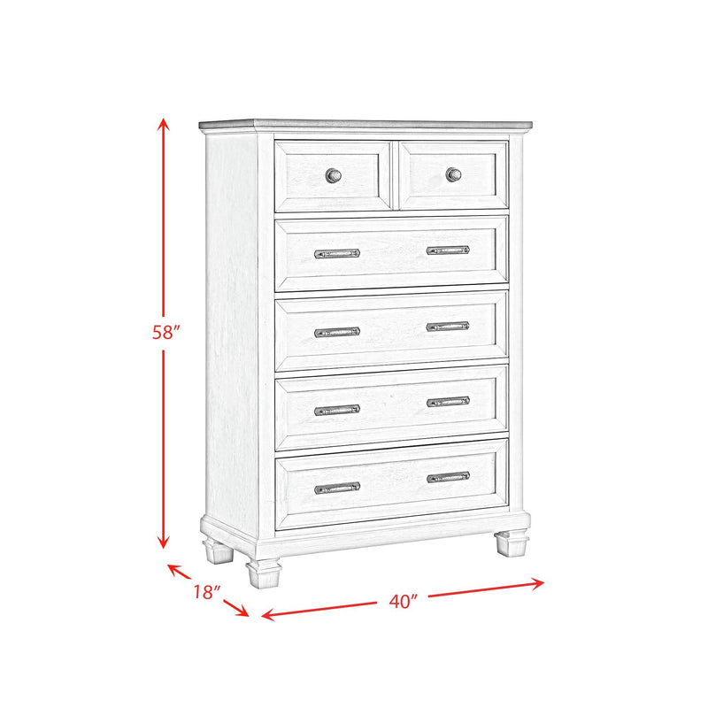 Farmington - 5 Drawer Chest - Medium Brown / Washed Stone