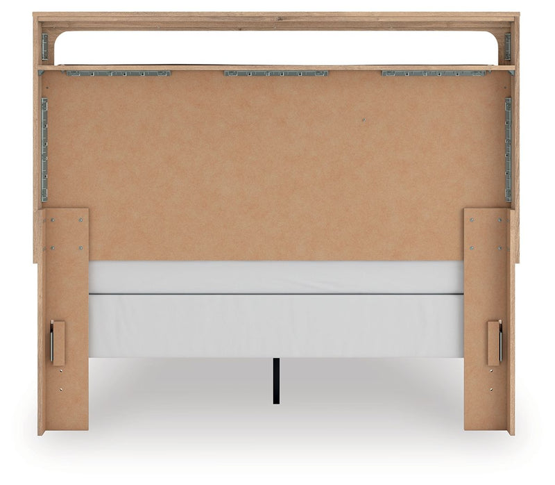 Kinlanni - 3 Pc. - Queen Upholstered Panel Bed, Dresser And Mirror - Tan