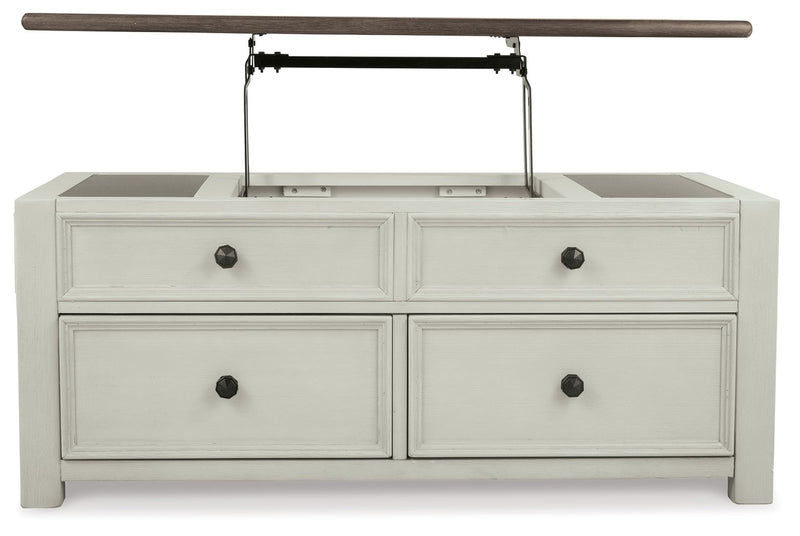 Bolanburg - Lift Top Cocktail Table - White / Brown / Beige