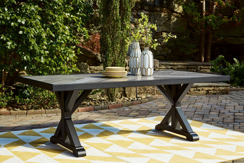 Beachcroft - Rectangular Dining Table With Umbrella Option - Black / Light Gray