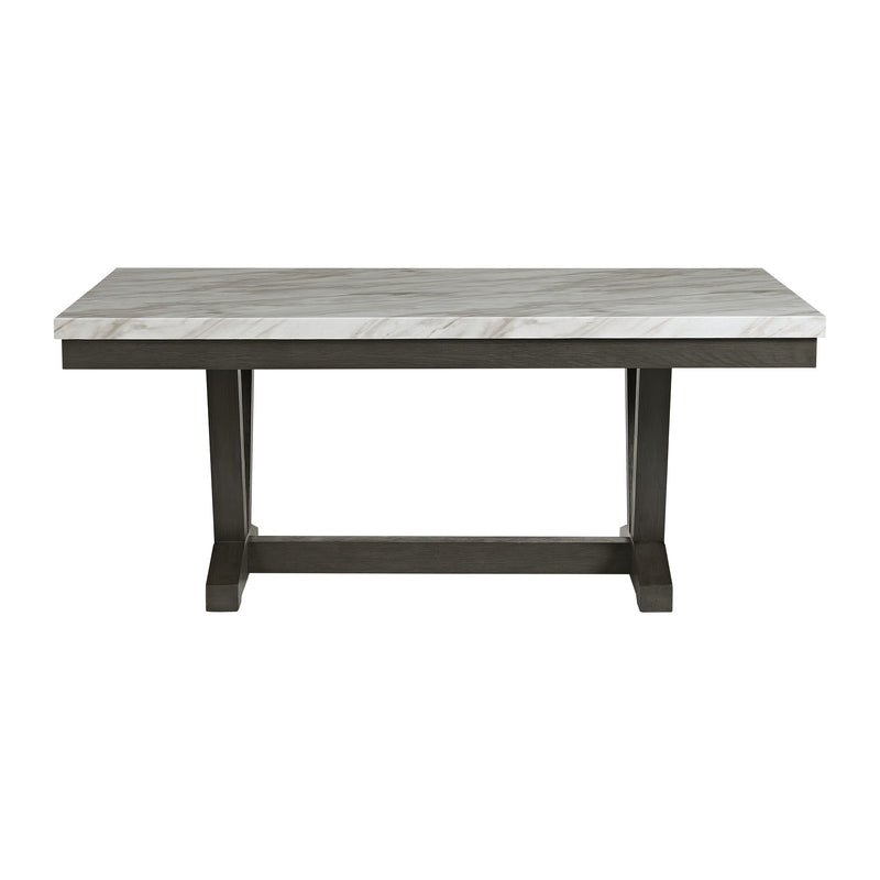 Everdeen - Dining Table With White Faux Marble Top - Charcoal