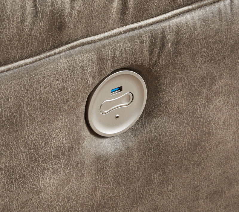 Ravenel - 3-Piece Power Reclining Sectional With Laf Power Reclining Loveseat With Console - Faux Leather - Fossil
