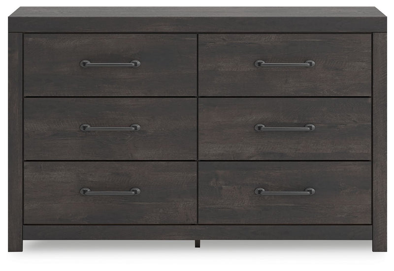 Hollivern - Six Drawer Dresser - Dark Gray