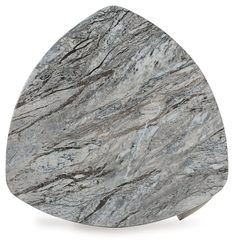 Surmour - Triangle End Table - Gray / Brown