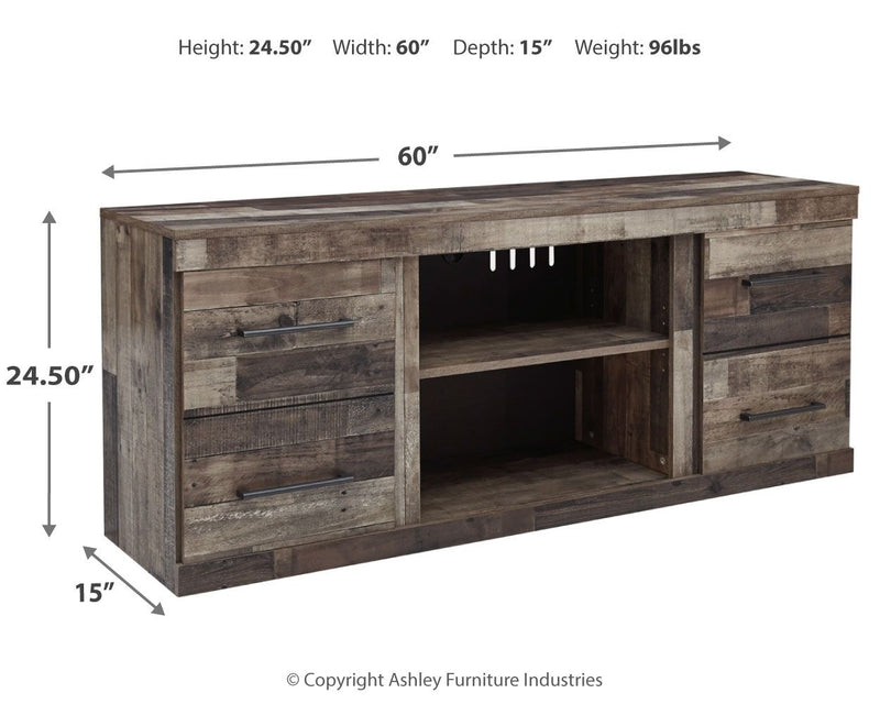 Derekson - LG TV Stand With Fireplace Option - Multi Gray