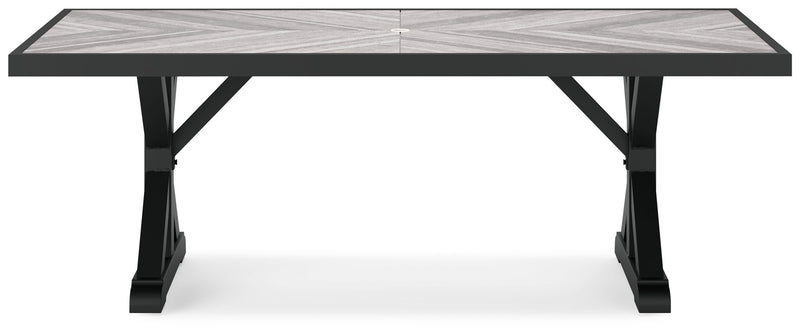 Beachcroft - Rectangular Dining Table With Umbrella Option - Black / Light Gray